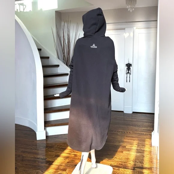 Killstar Black High Low Hoodie Cape Cloak Dress Tunic - Picture 4 of 15